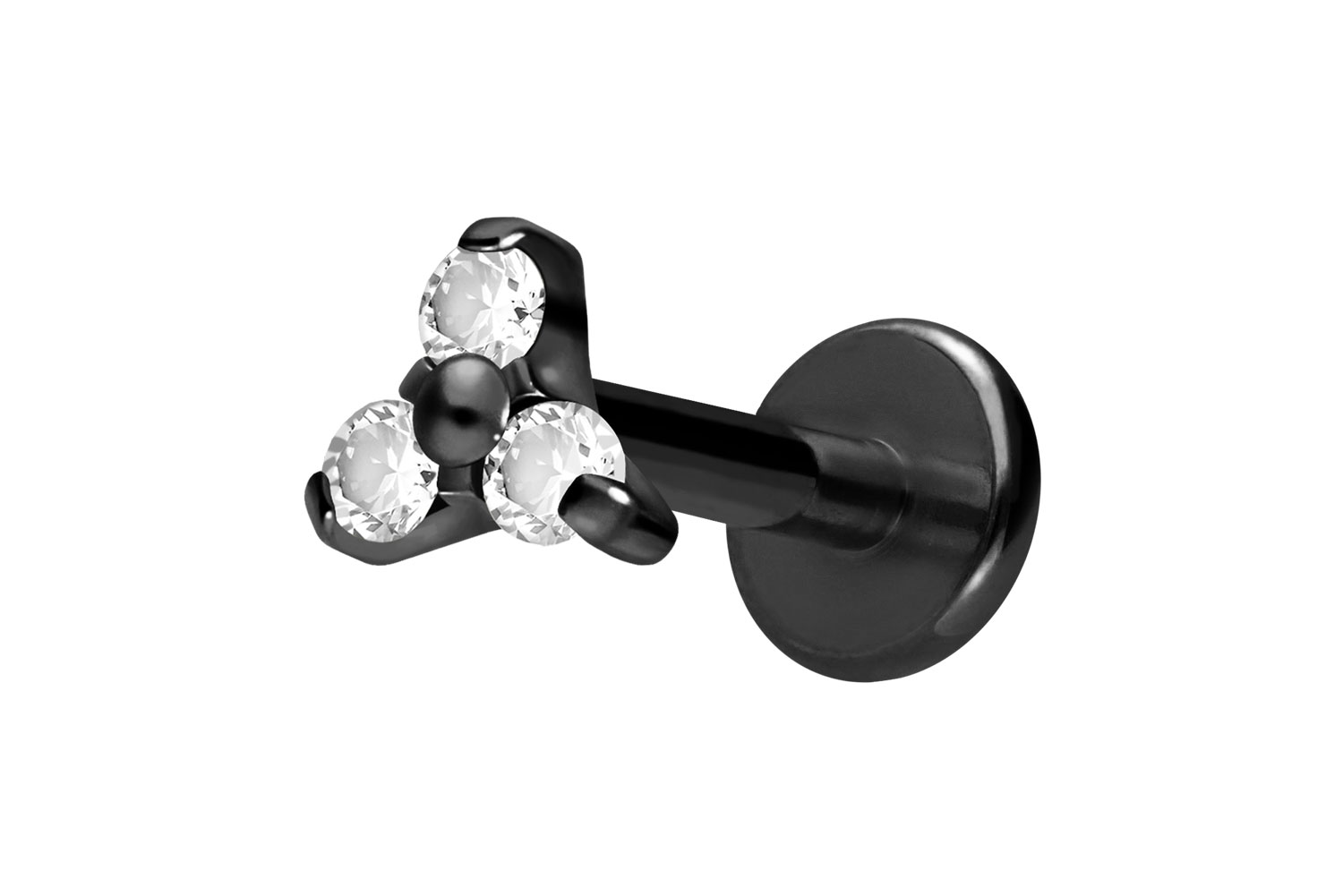 Titan Labret Piercing mit Innengewinde KRISTALLBLUME